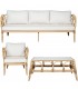Set de exterior boho de sofá, sillones y mesa en ratán natural 1