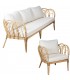 Set de exterior boho de sofá, sillones y mesa en ratán natural 4