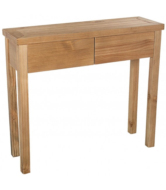 Consola de entrada con dos cajones en madera natural estilo boho