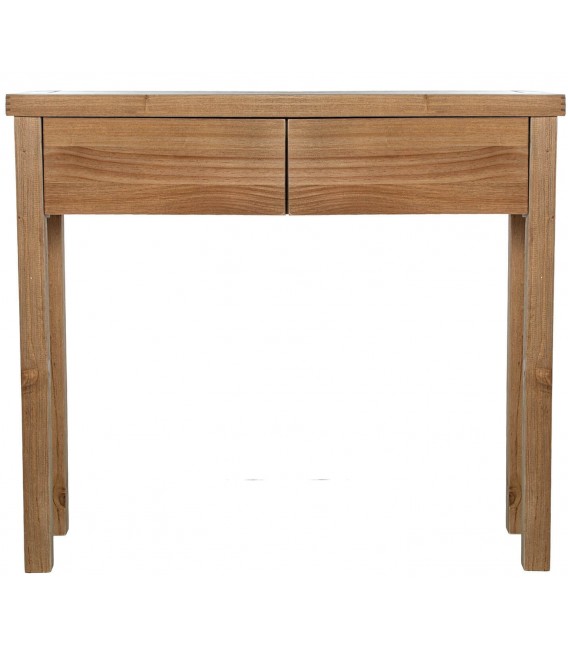 Consola de entrada con dos cajones en madera natural estilo boho  1