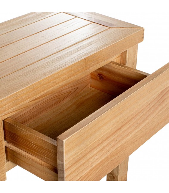 Consola de entrada con dos cajones en madera natural estilo boho 4