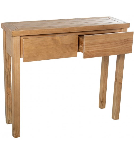 Consola de entrada con dos cajones en madera natural estilo boho 2