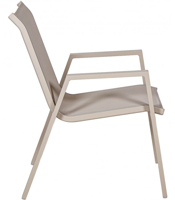 Sillón de comedor en aluminio y textileno color topo estilo boho 1