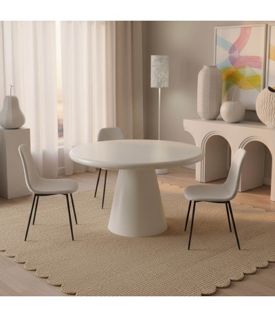 Mesa de comedor redonda de color blanco estilo contemporáneo mdmhogar