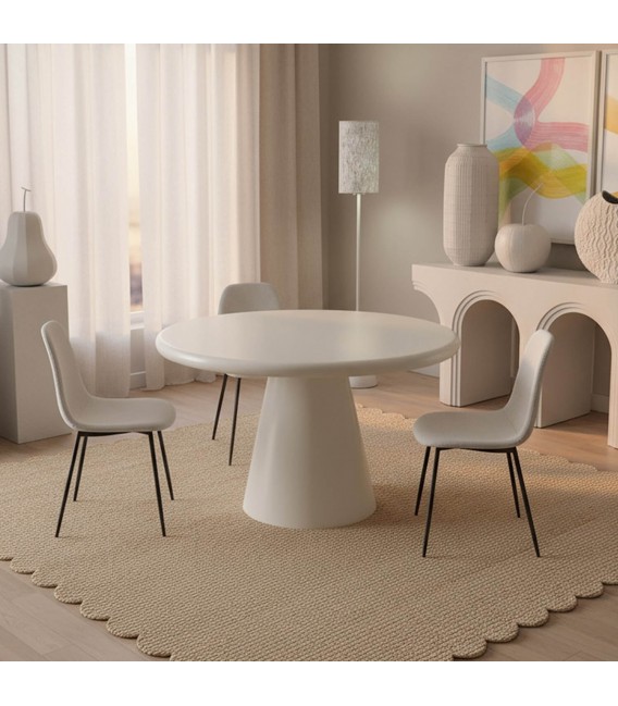 Mesa de comedor redonda de color blanco estilo contemporáneo mdmhogar