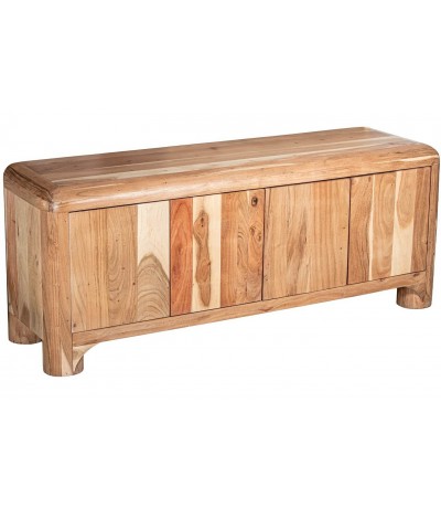 Mueble de TV madera de acacia natural cuatro puertas estilo boho