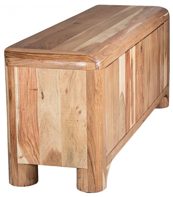 Mueble de TV madera de acacia natural cuatro puertas estilo boho 3