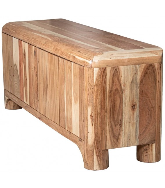 Mueble de TV madera de acacia natural cuatro puertas estilo boho 4