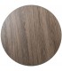 Mesita auxiliar redonda de madera nogal y metal negro industrial 2