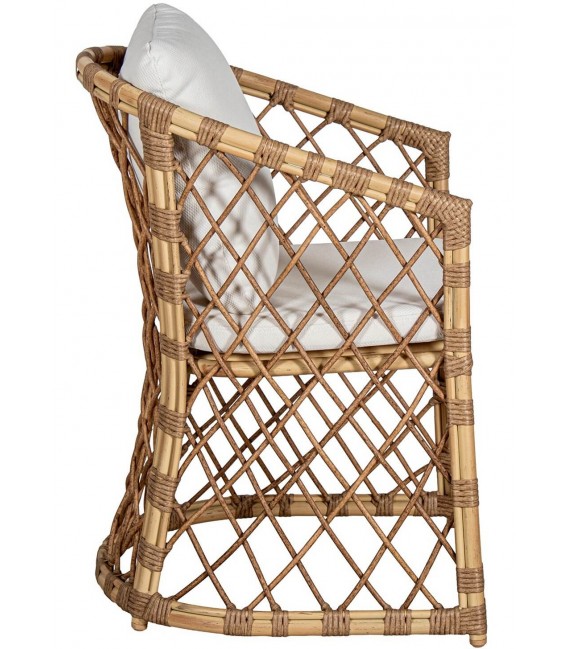 Sillón comedor estilo ibicenco en ratán natural y en aluminio 4