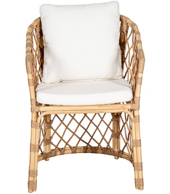 Sillón comedor estilo ibicenco en ratán natural y en aluminio 2