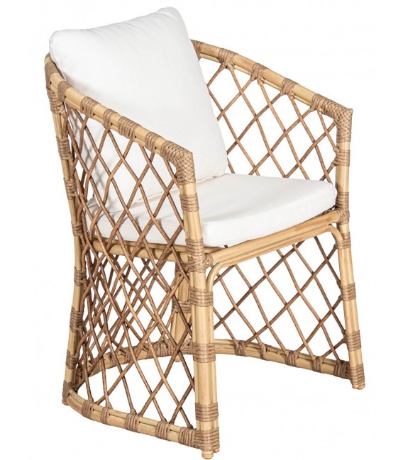 Sillón comedor estilo ibicenco en ratán natural y en aluminio 1