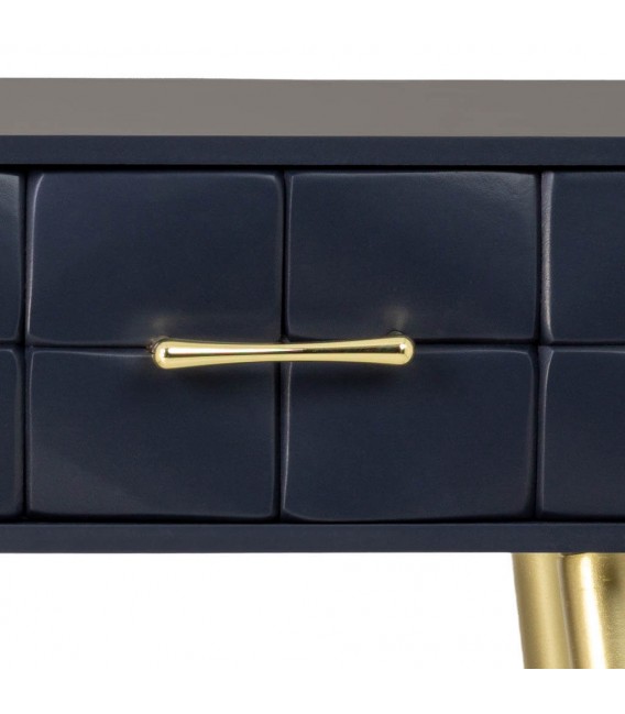 Consola de entrada estilo art decó azul marino con patas doradas 4