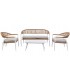 Set de exterior de madera sofá sillones y mesa de estilo ibicenco