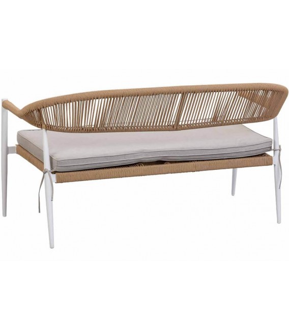 Set de exterior de madera sofá sillones y mesa de estilo ibicenco 2