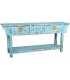 Consola oriental de madera de mango azul envejecido tres cajones