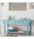 Consola oriental de madera de mango azul envejecido tres cajones mdmhogar