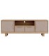Mueble TV madera mango y ratán estilo boho 2 puertas cajones 1