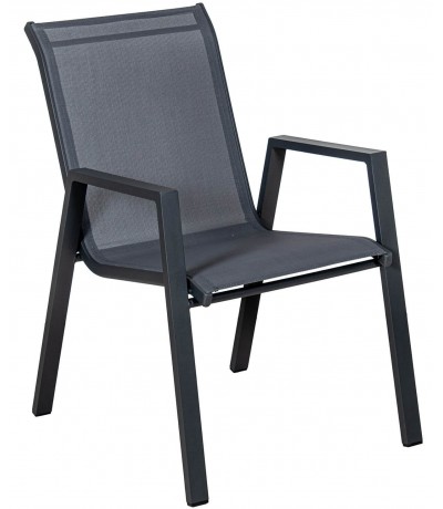 Sillón de comedor aluminio negro textileno estilo industrial