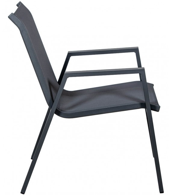 Sillón de comedor aluminio negro textileno estilo industrial 2