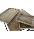 Mesa de centro XL cuadrada de madera maciza y metal con bandejas 3