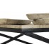 Mesa de centro XL cuadrada de madera maciza y metal con bandejas 4