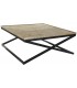 Mesa de centro XL cuadrada de madera maciza y metal con bandejas 2