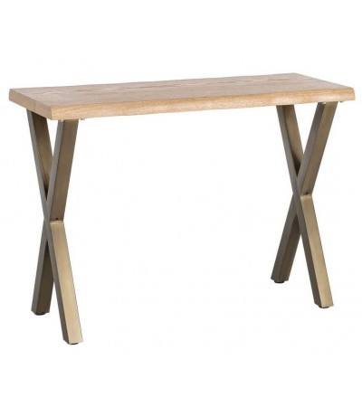 Consola metal oro viejo con tapa roble estilo contemporáneo