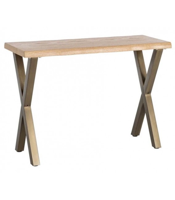 Consola metal oro viejo con tapa roble estilo contemporáneo