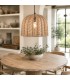 Lámpara de techo de ratán natural trenzado estilo boho Mdmhogar