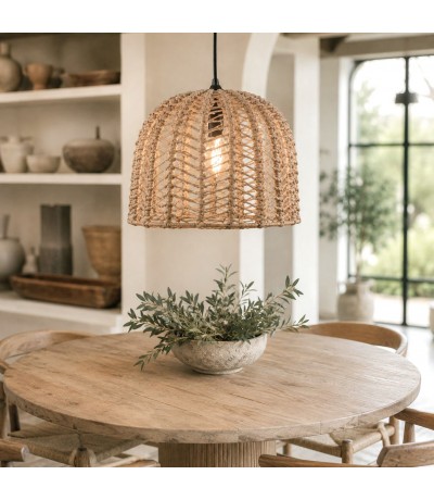 Lámpara de techo de ratán natural trenzado estilo boho Mdmhogar