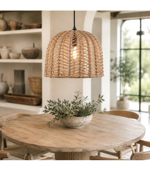 Lámpara de techo de ratán natural trenzado estilo boho Mdmhogar