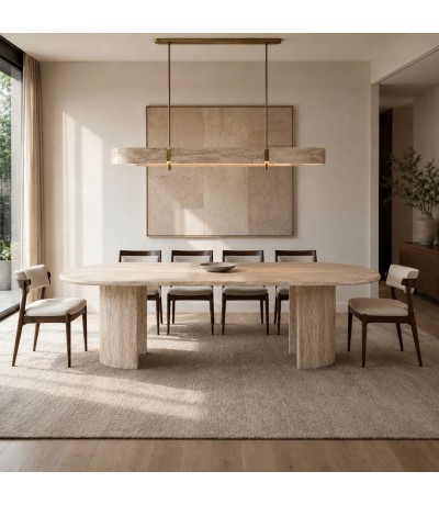 Mesa de comedor muy grande travertino natural acabado poro Mdmhogar
