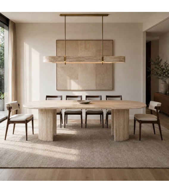 Mesa de comedor muy grande travertino natural acabado poro Mdmhogar