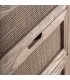 Sinfonier grande de madera maciza de olmo y ratán natural 5 cajones 5