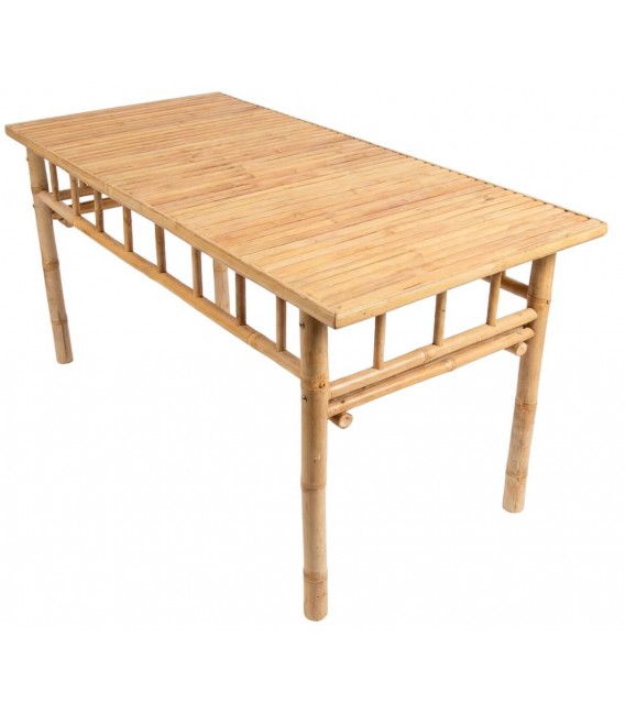 Mesa comedor rectangular de bambú natural estilo étnico 2