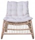 Butaca cómoda de bambú natural con cojín blanco algodón 1