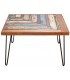 Mesa centro cuadrada madera recuperada decapada multicolor y metal 1
