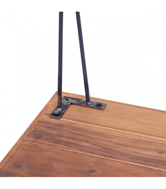 Mesa centro cuadrada madera recuperada decapada multicolor y metal 3
