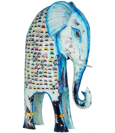 Porta velas XL de metal multicolor con elefante étnico