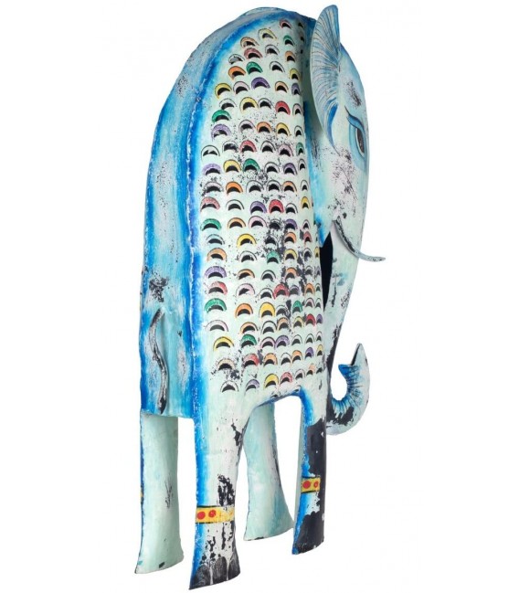 Porta velas XL de metal multicolor con elefante étnico 1