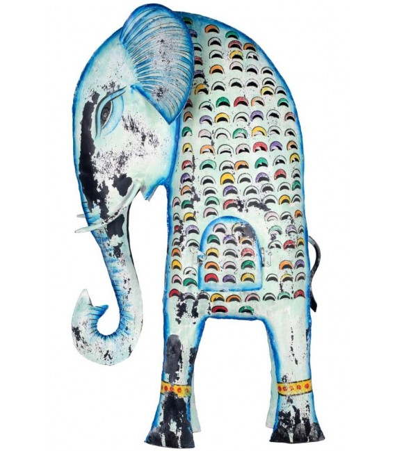 Porta velas XL de metal multicolor con elefante étnico 2