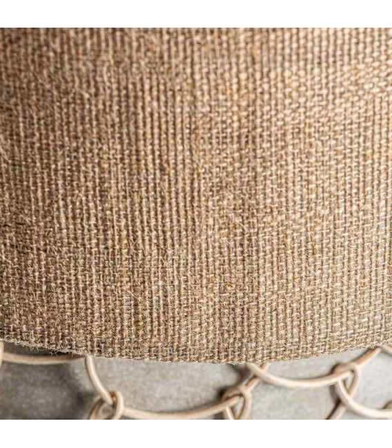 Lámpara XL de cemento gris, ratán y yute natural 1