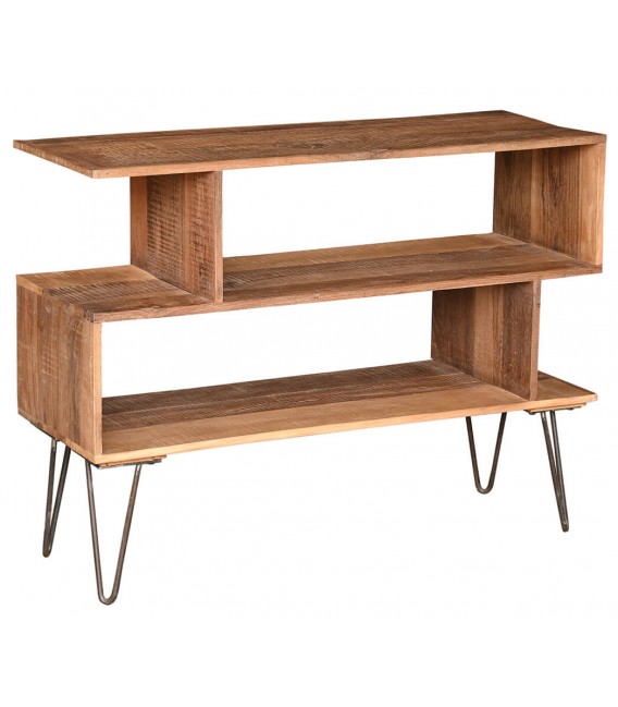 Consola de entrada de madera maciza de acacia y metal negro