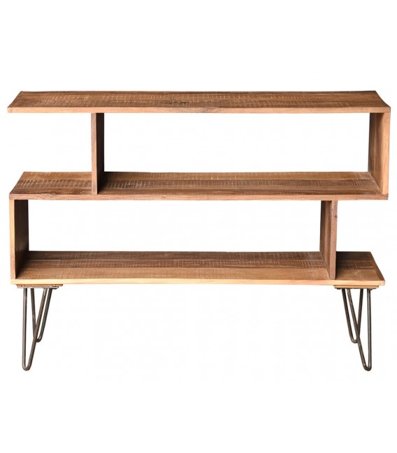 Consola de entrada de madera maciza de acacia y metal negro 1