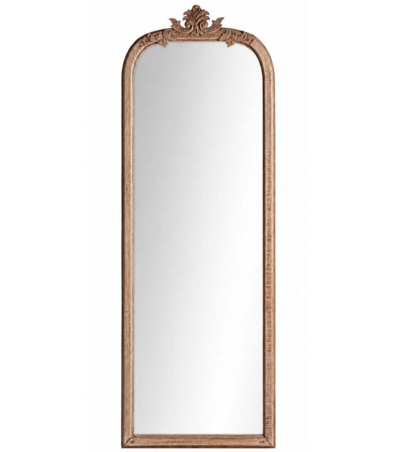 Espejo vestidor de pie en madera maciza tallada natural 1