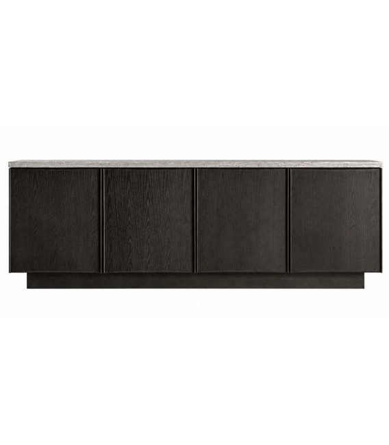 Aparador grande de madera de fresno negro con travertino gris 1