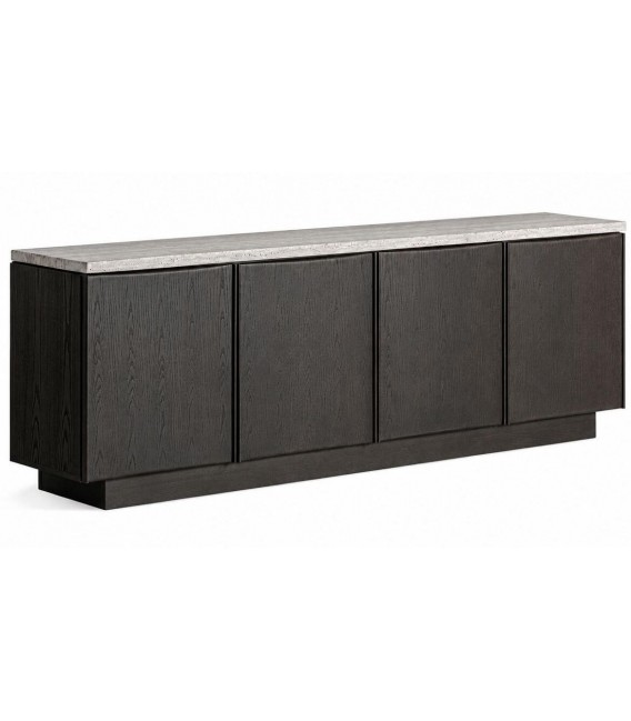 Aparador grande de madera de fresno negro con travertino gris