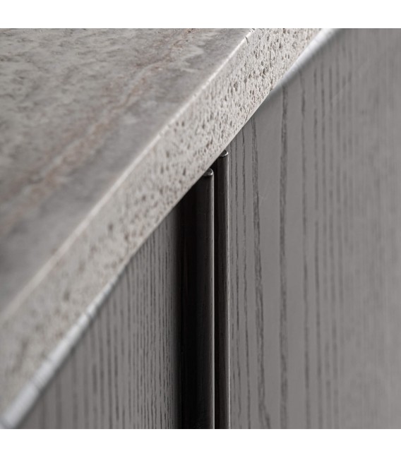 Aparador grande de madera de fresno negro con travertino gris 4