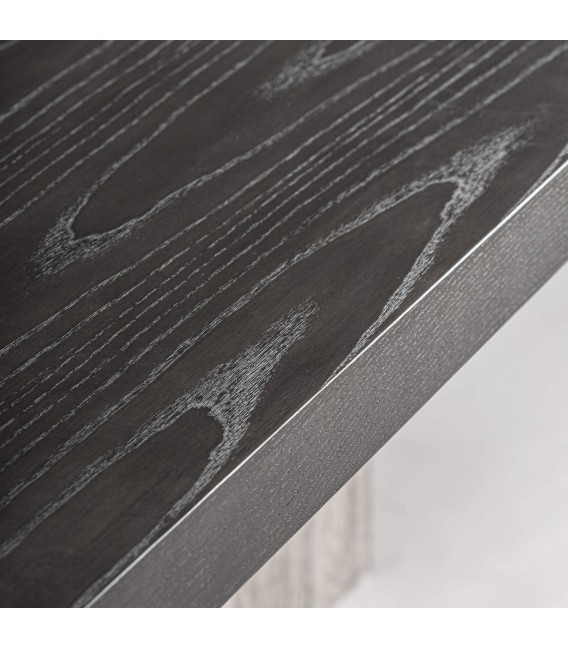Mesa comedor XXXL de madera de fresno negro y travertino 4